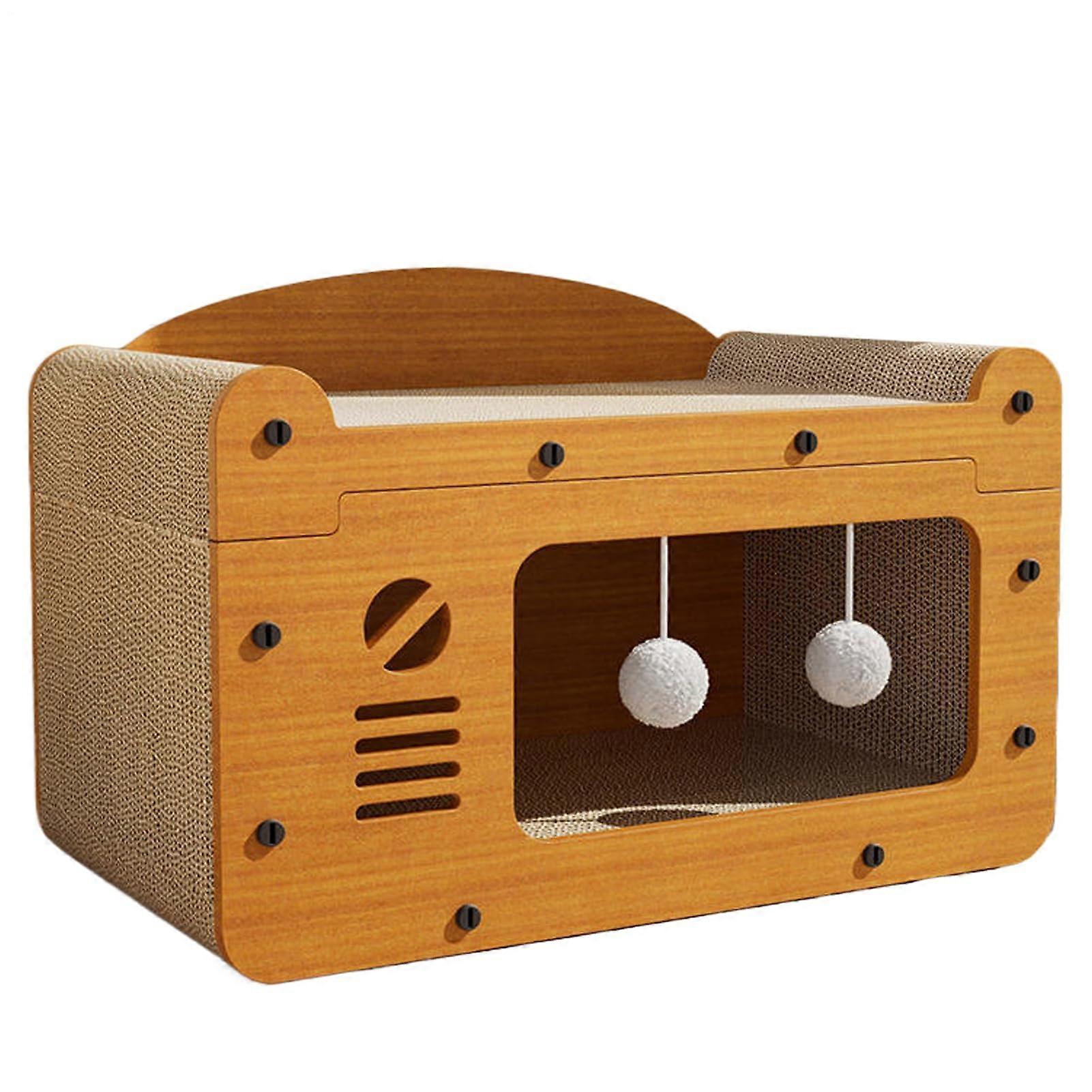 Cat House Scratcher With Removable Cushion 55x29cm Multifunctional Cat Toy For Scratching And Hiding For Apartment Living