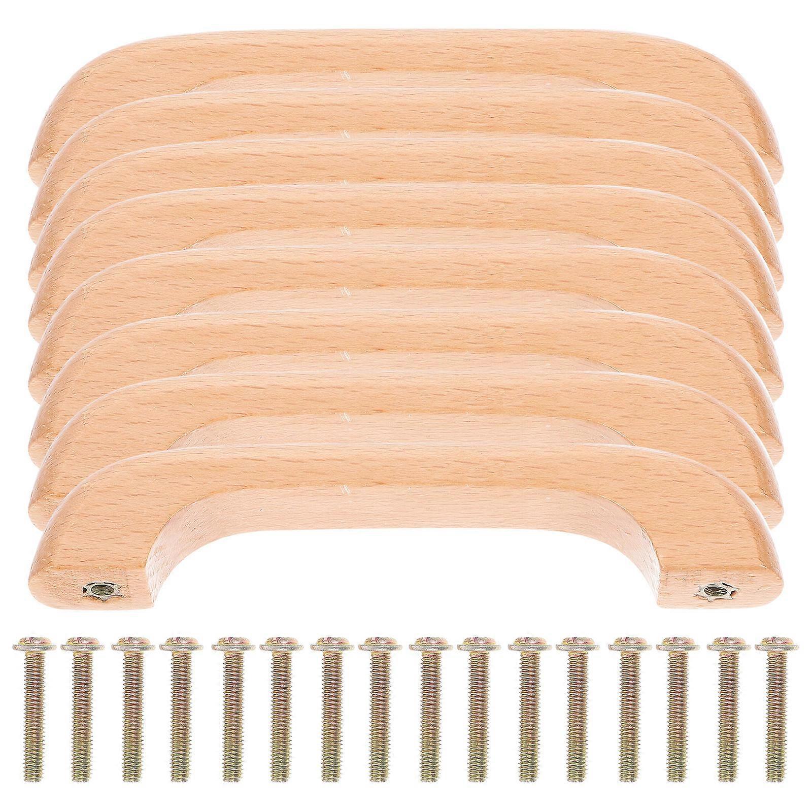 Wardrobe Door Handle Beech Wood Handle Replacement for Home Use 8Pcs