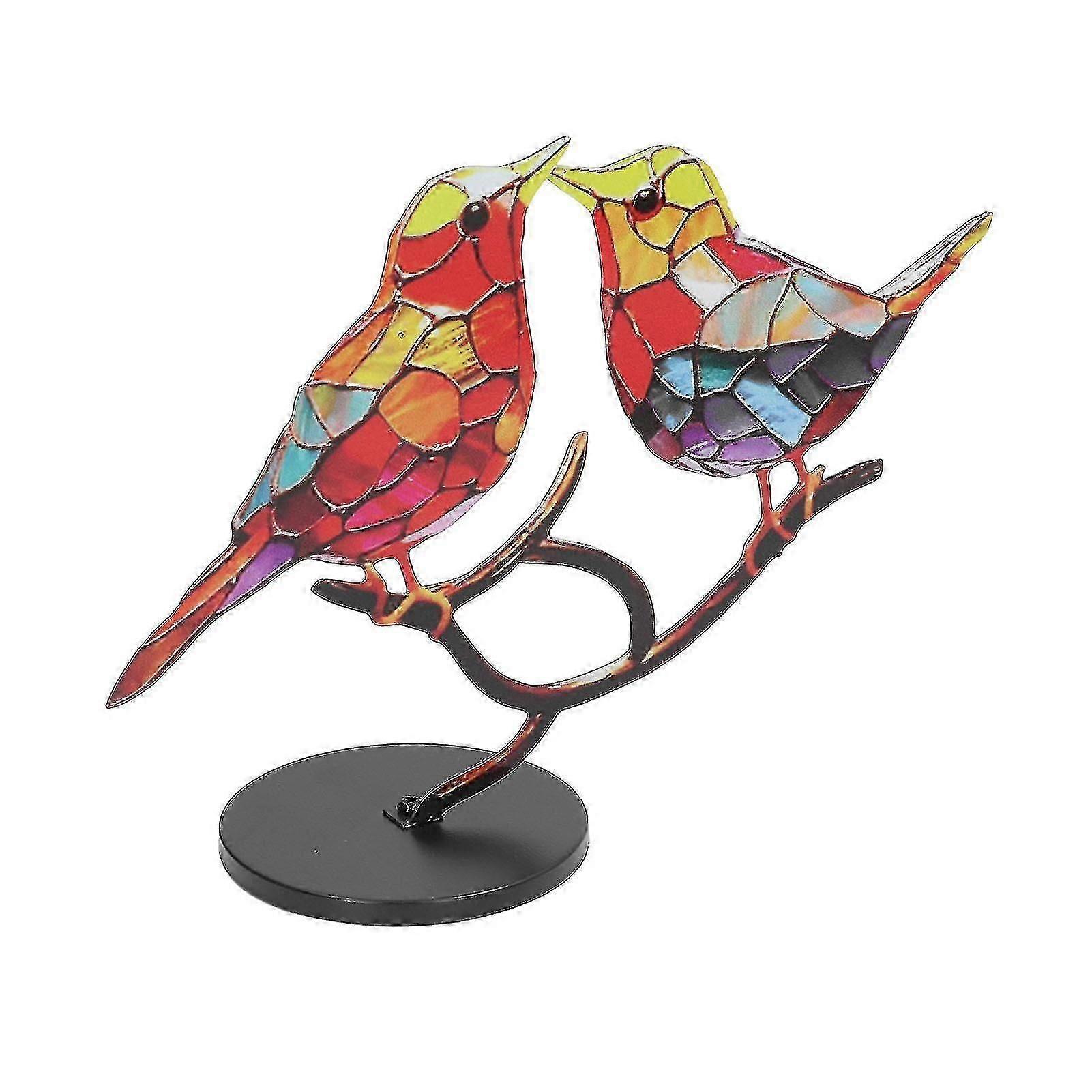 Metal Birds Ornament Colorful Tabletop Decoration for Home Visual Decompression
