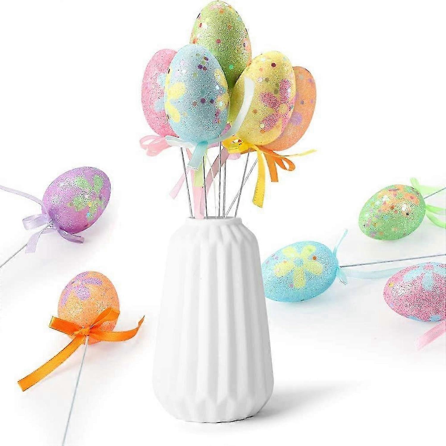 12 Colorful Easter Eggs, Styrofoam Egg Decoration Easter Decoration for Garden/Door/Window