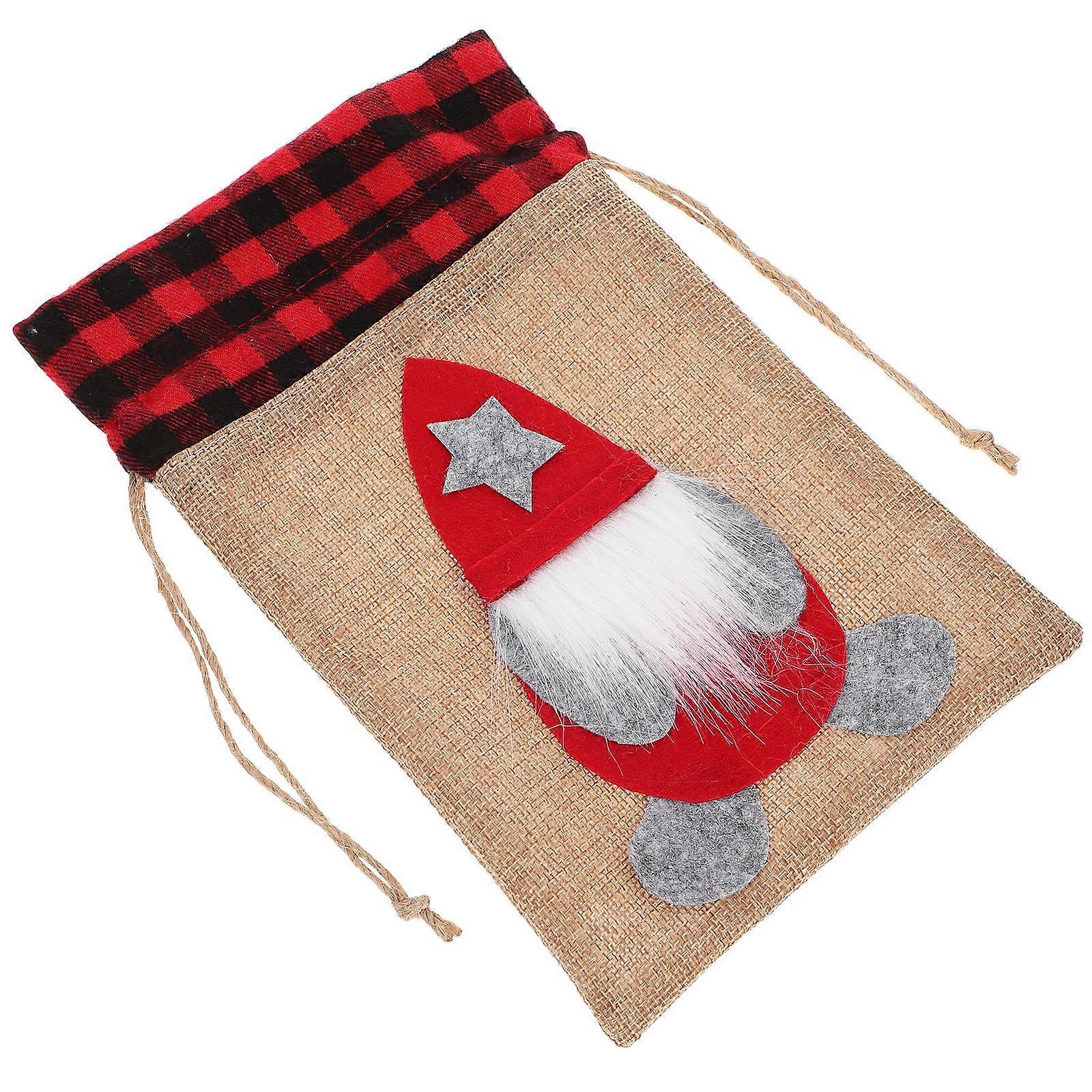 Christmas Drawstring Bag for Gift Storage 4Pcs Red Cloth Candy Bags