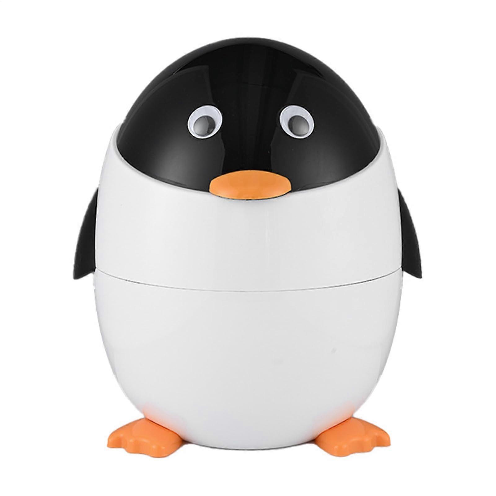 Decorative Trash Can Indoor Penguin Garbage Can With Flip-Lid Bin For Bathroom Dorm Bedroom