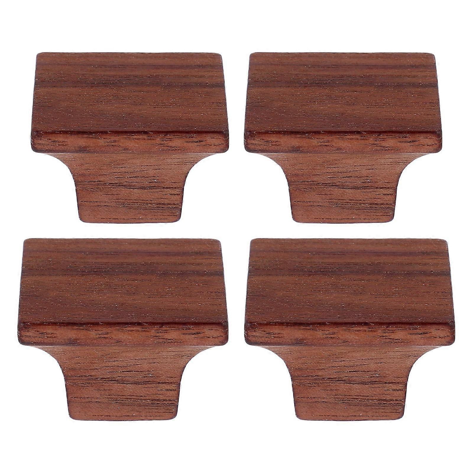 4Pcs Square Wood Drawer Knobs Pulls Handles Cabinet Furniture Drawer Knobs Pulls Handles for Kitchen Wardrobe Furniture Hardware