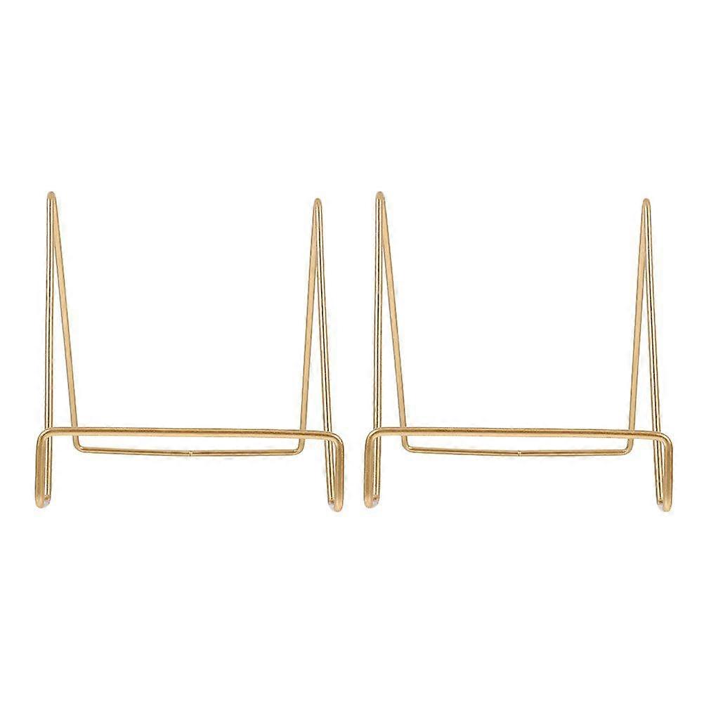 2pcs Gold Plate Holder Easel Multi-Functional Metal Display Stand Heavy Duty Tabletop Picture Stand for Picture Frames Decorative Plates Cookbooks
