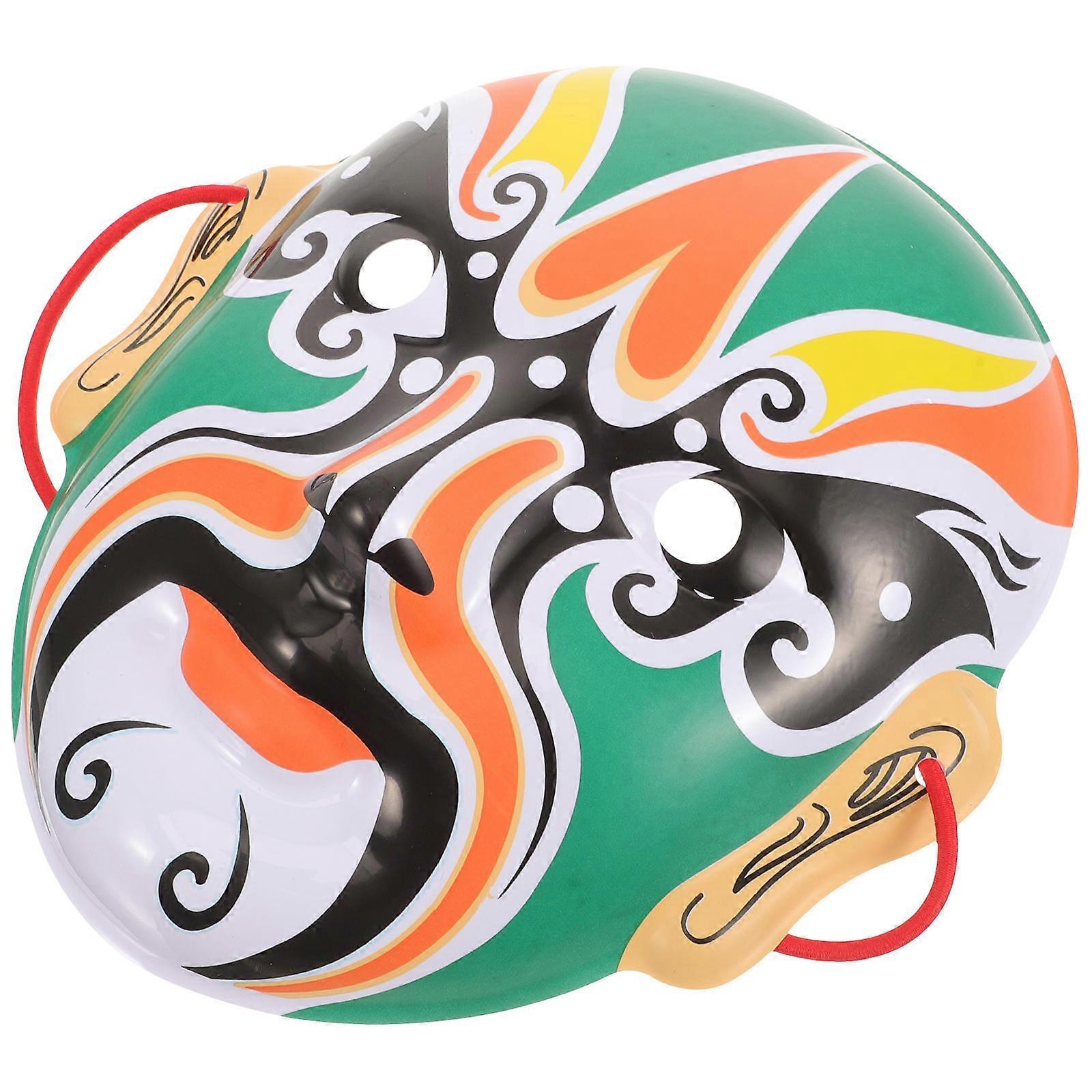 Peking Opera Mask Plastic Mask Prop for Halloween 2Pcs Assorted Color