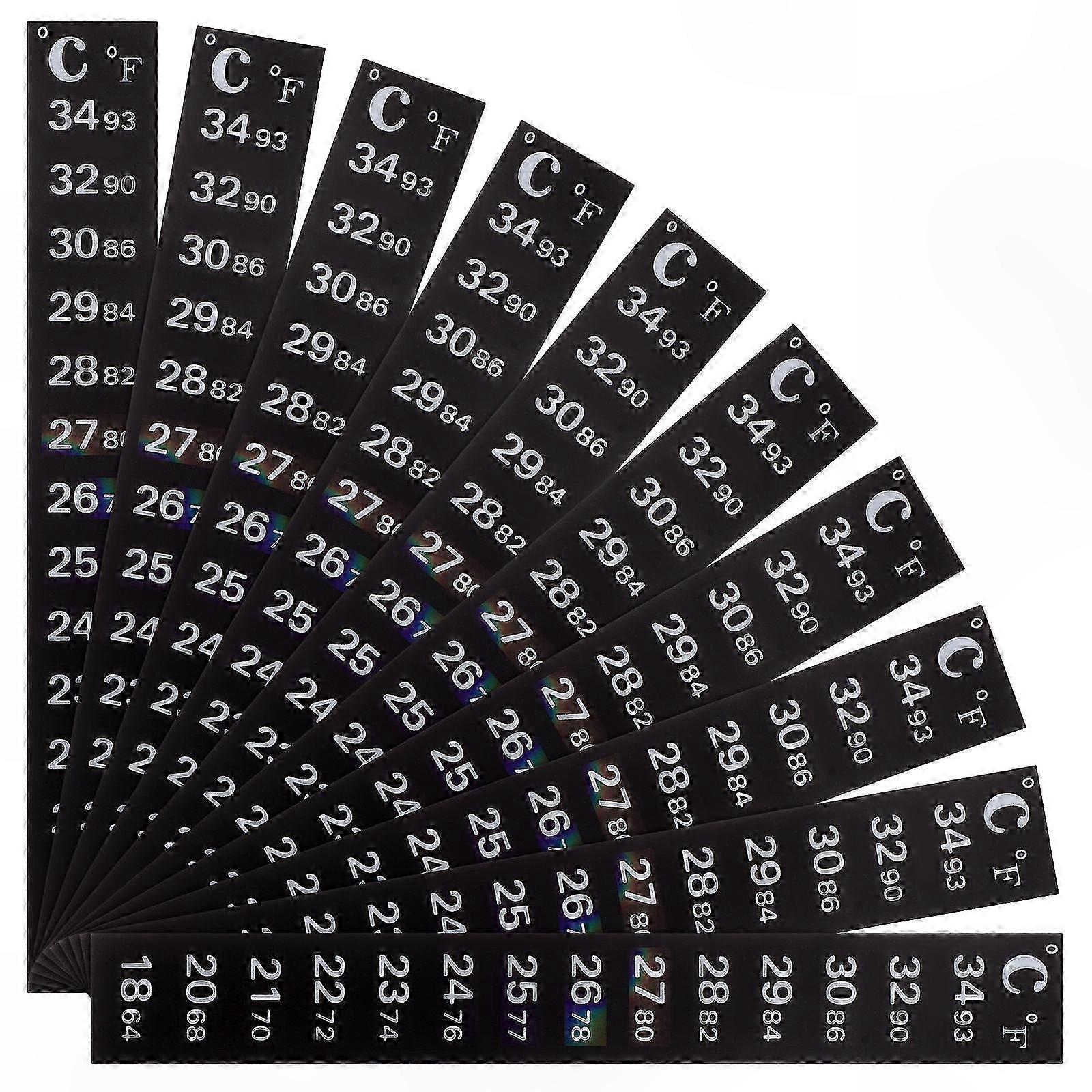 Aquarium Thermometer Strips for Temperature Monitoring, 10-Pack, Black