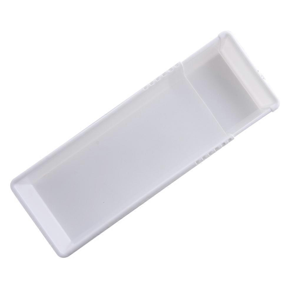White Drawer Storage Holder for Storage Use Adjustable Length 1 Unit Plastic Tray