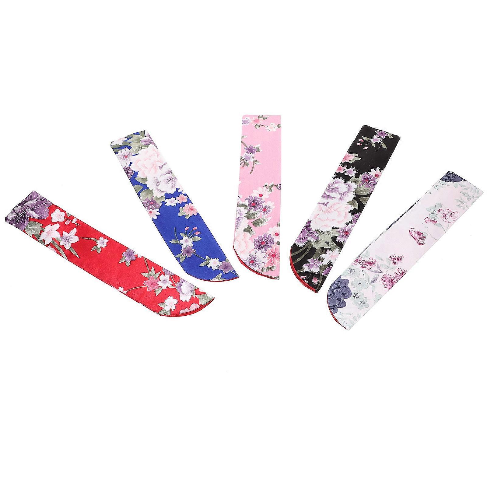 Japanese Style Folding Fan Storage Case for Wedding Gifts Jewelry and Tableware Made of Silk Satin in Assorted Color for Storage 5Pcs