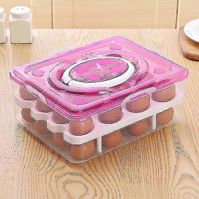 Kitchen Utensil Holders Racks Refrigerator Kitchen Storage Egg Visible Cells Eggs Organizer Box With Lid And Handle Egg Container|