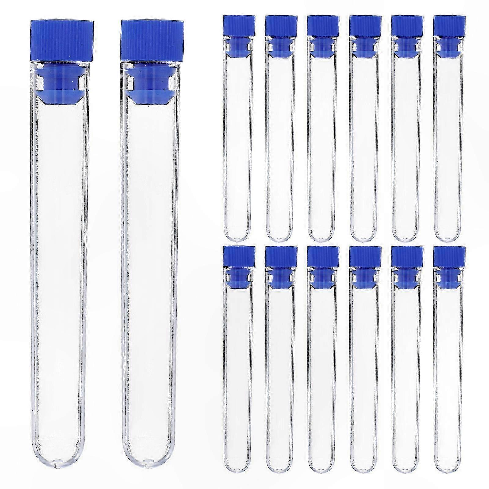 50 Pack Transparent Plastic Tubes with Caps, 15x100mm, Ideal for Lab Work, Leak-Resistant Clear Storage Solution
