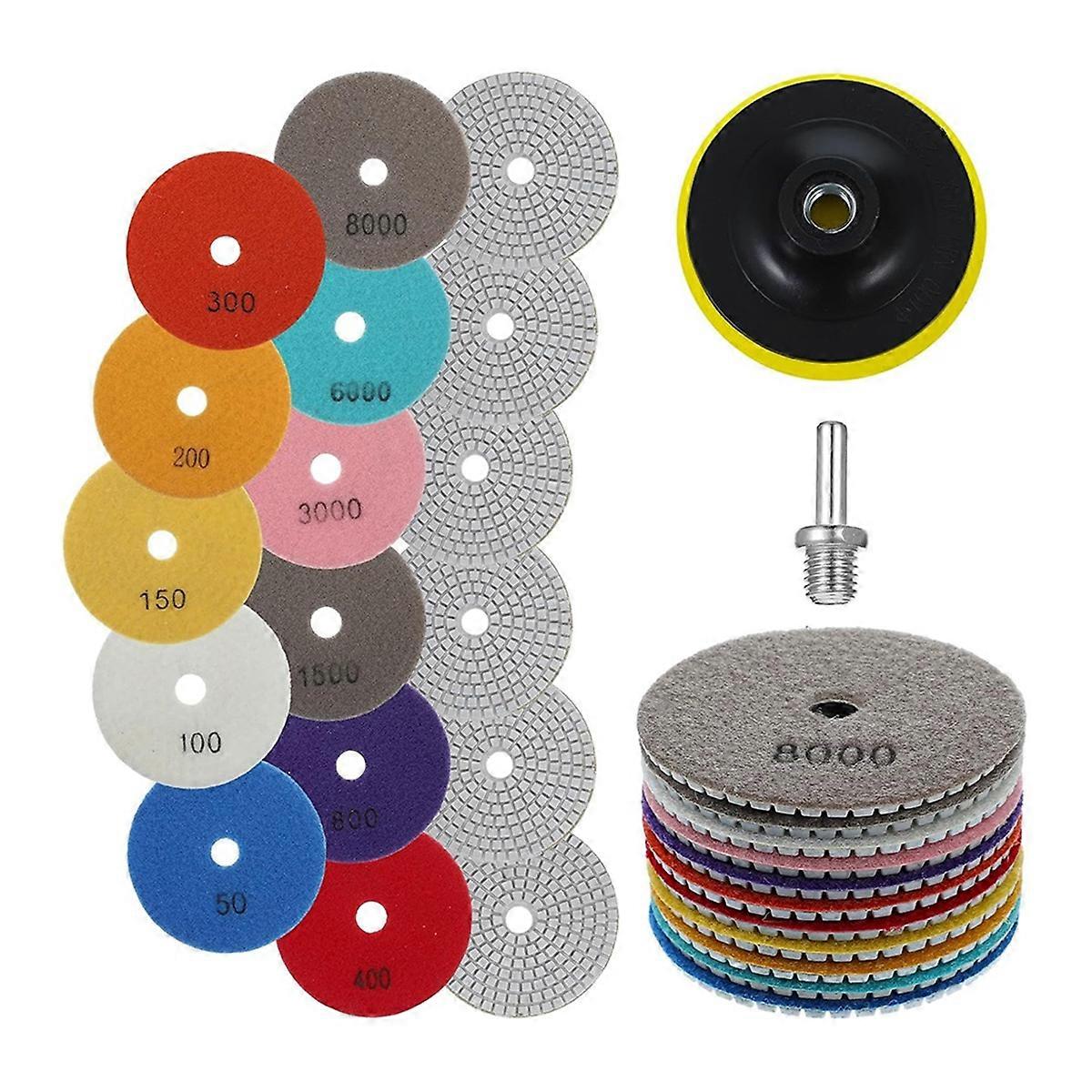 13PCS 4 Inch Diamond Polishing Pads Set,Grinder Polishing Kit