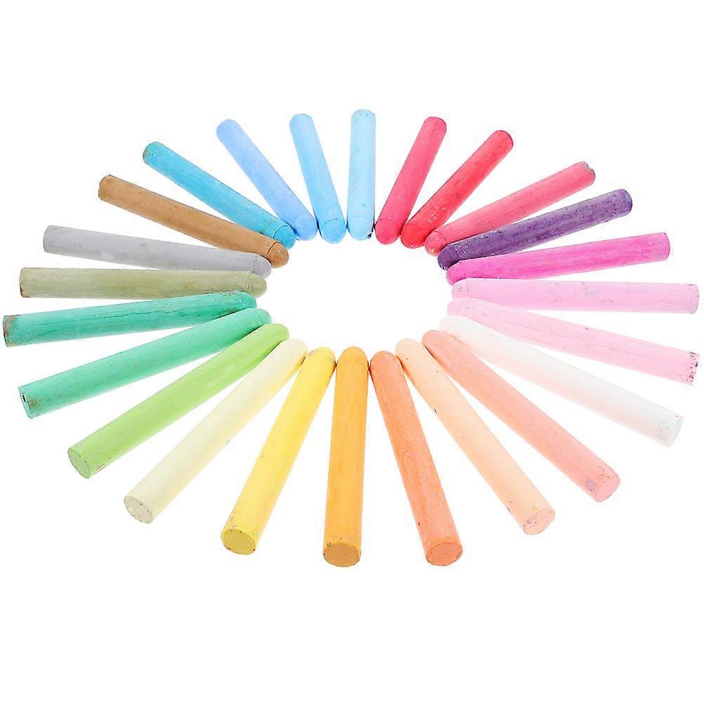 Washable Chalk Set 48Pcs Chalk Holders Outdoor Playground Drawing Cylindrical Assorted Color Dust-Free