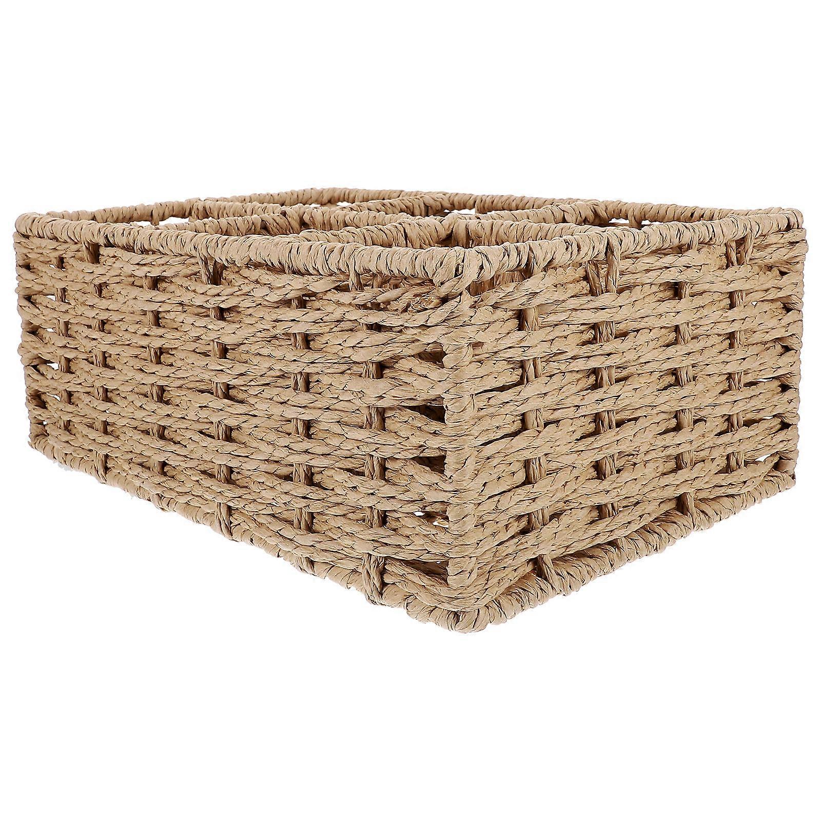 2Pcs Multi-Grids Beige Storage Box Home Sundries Holder Organizer