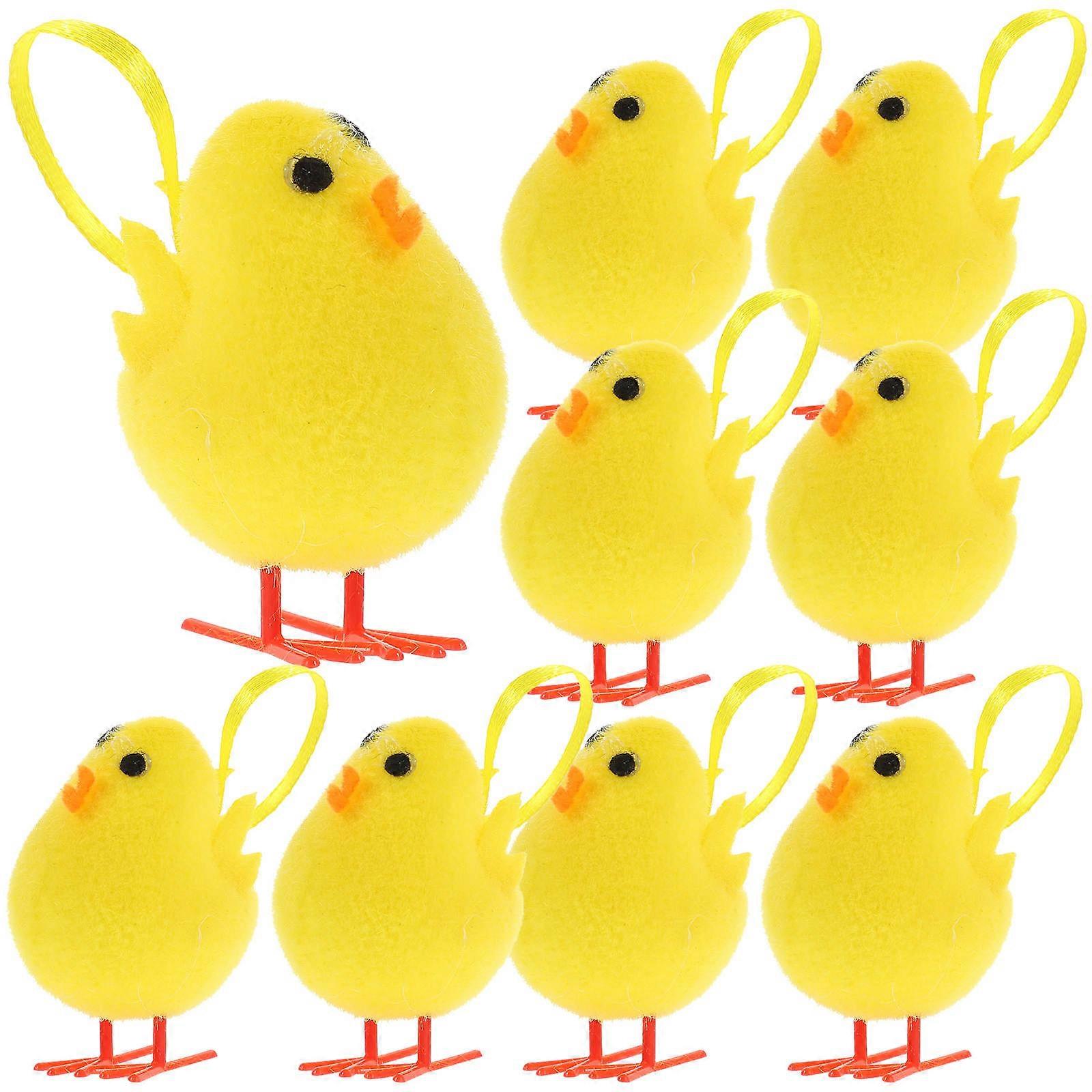 Yellow Plush Chick Poultry Ornament for Easter Decoration 12Pcs