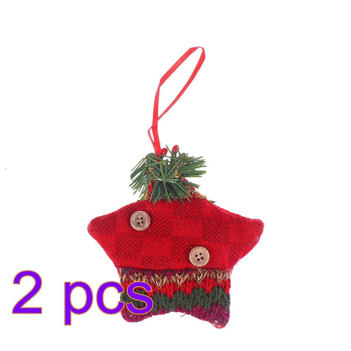 Rustic Primitive Christmas Tree Ornaments Cloth Hanging Decorations Pentagram 2Pcs