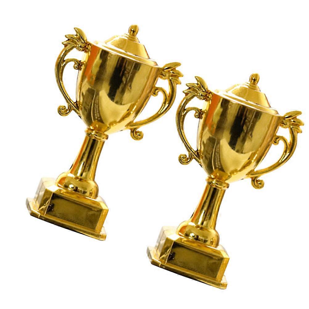 Golden Mini Trophy Plastic Model for Kids' Party 2Pcs Pack