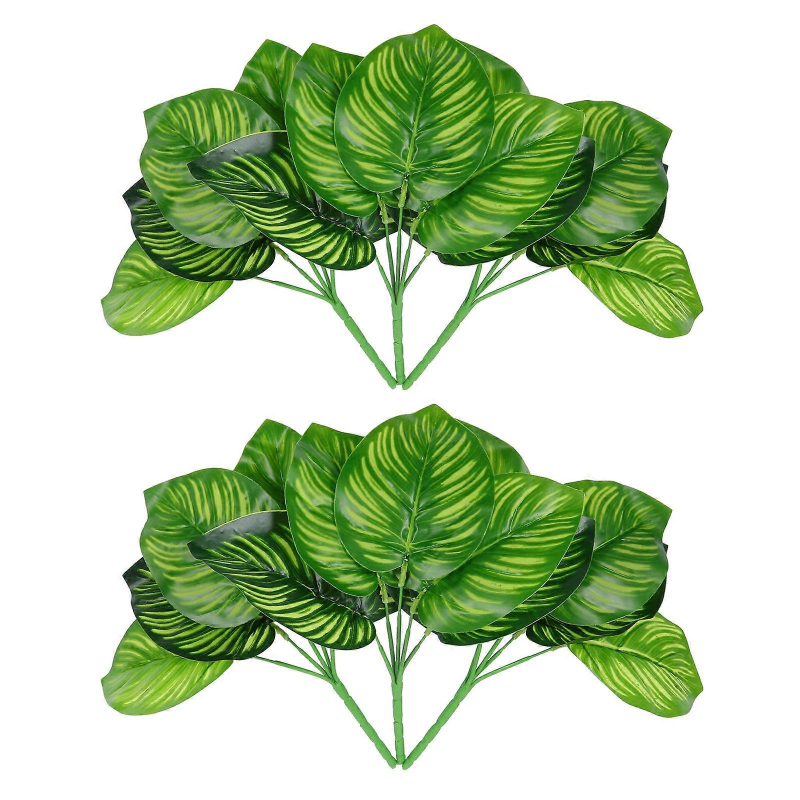 Simulation Calathea Plant Mini Bonsai for Decor 12Pcs Artificial Set