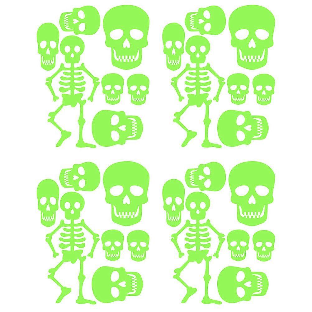 Glow Skull Halloween Decals Creative Wall Sticker Decor 8Pcs