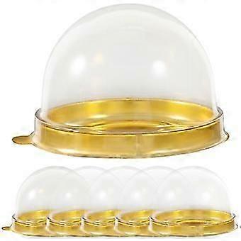 Boeyaa 50pcs Round Plastic Egg-Yolk Puff BBox Container Mooncake Dome Boxes Baking Packing Box (Gold