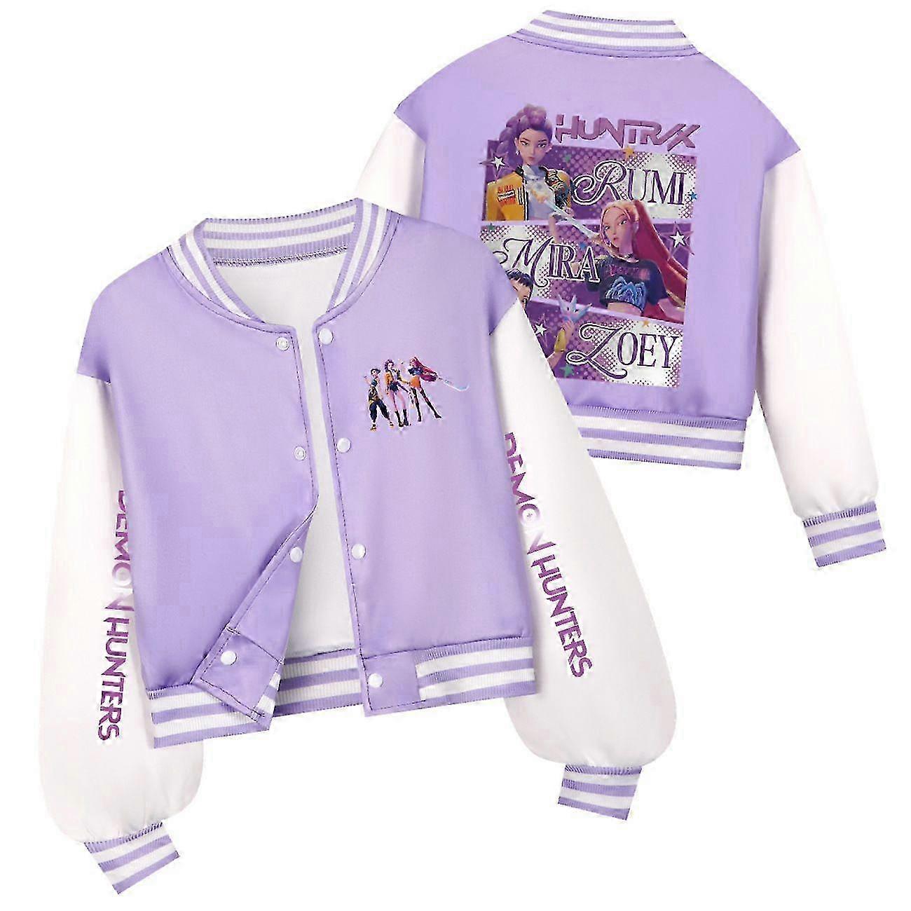 Κορίτσια Kpop Demon Hunters Μπέιζμπολ Τζέρσεϊ Μπουφάν Παιδικό Μπλούζα Μωβ A