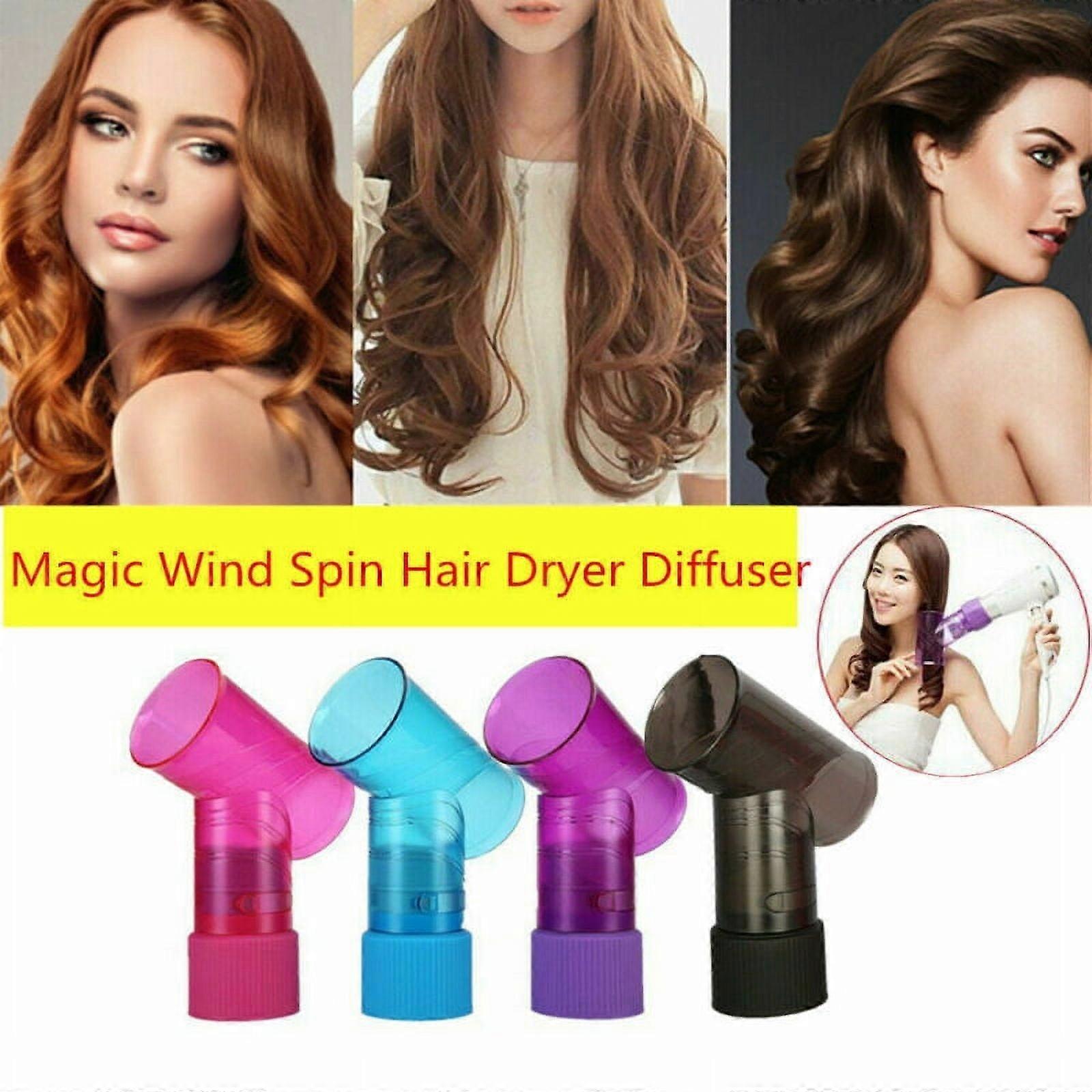 LNGOOR Hair Dryer Attachment Magic Curls Diffuser Wind Spin Roller Fast Dry & Easy Use, Purple