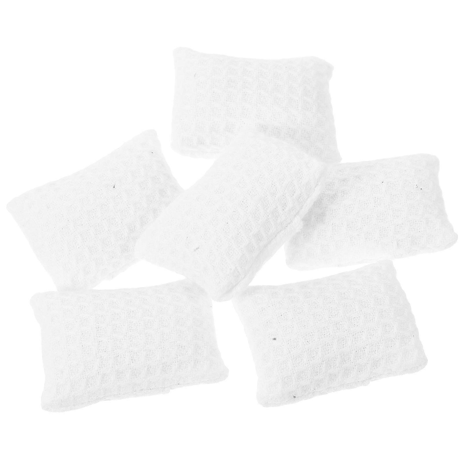 Mini Dollhouse Pillows 6Pcs Rectangular Fabric Sofa Cushions Easy To Clean Ergonomic Design For Collectors