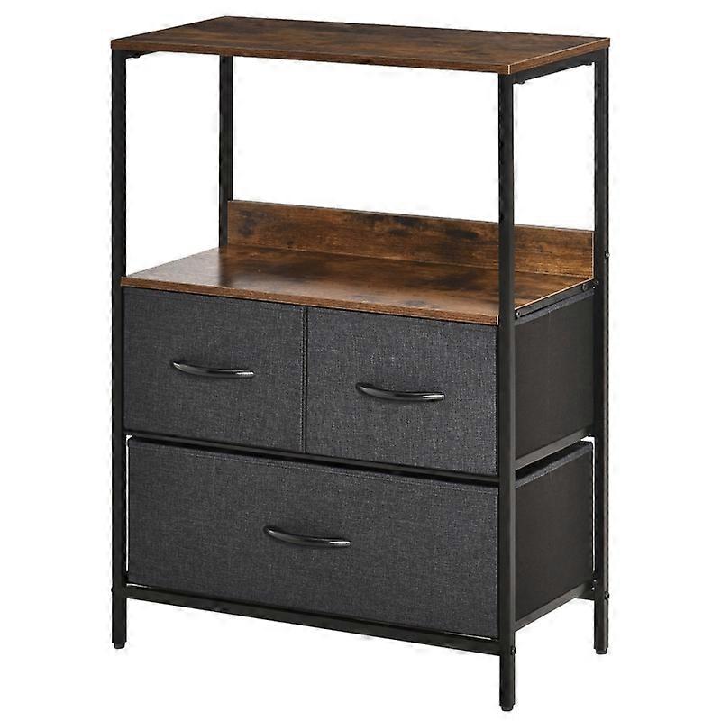 Black HOMCOM 3-Drawer Linen Storage Cabinet with Shelf and Handles