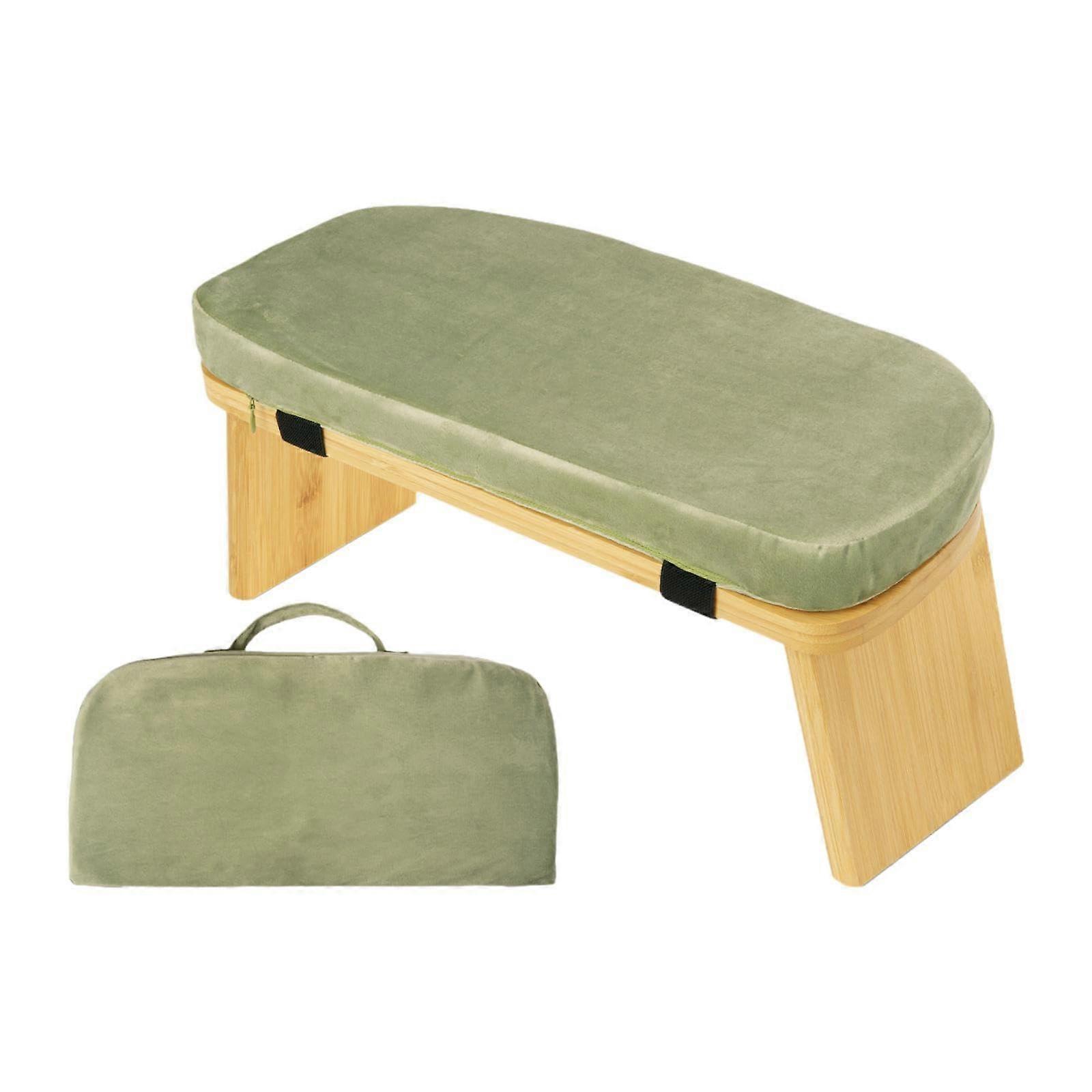 Foldable Meditation Bench With Hip Support And Kneeling Stool For Indoor And Outdoor Use Green