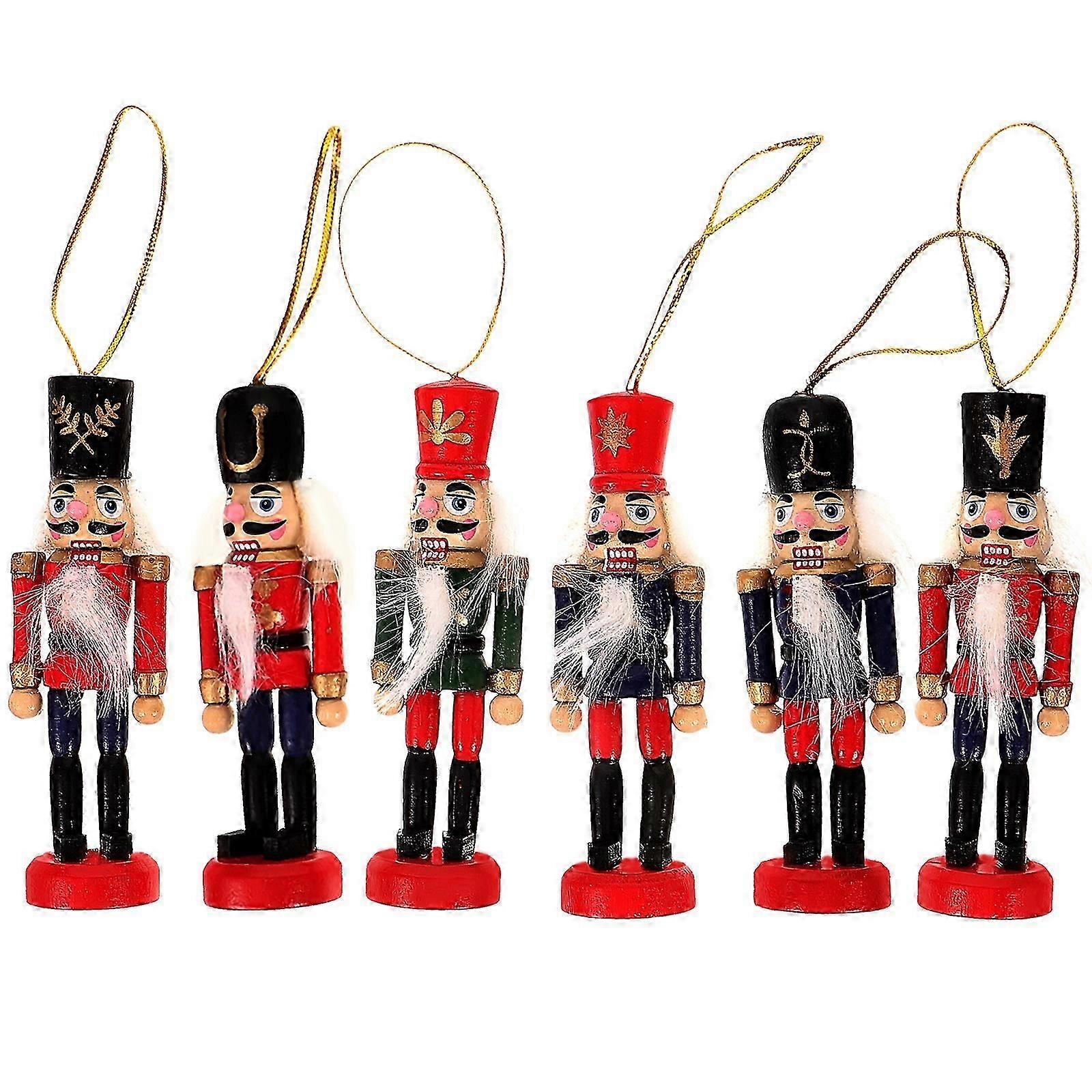 6pcs Xmas Nutcracker Puppet Design Pendants Xmas Tree Decor Xmas Tree Ornaments