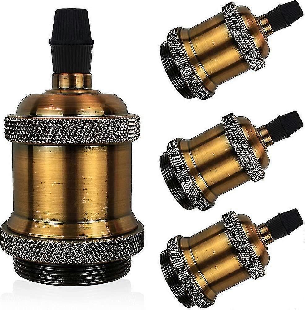 E27 Lamp Socket. Retro Pendant Lamp. Solid Ceramic Adapter. 4 Pieces Brass Socket