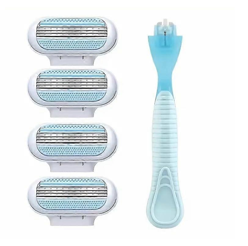 Women's Body Shavers  3Layer Stainless Steel Manual Bikini Razor, Portable Shaver with 1 Handle and 4 Replaceable Head