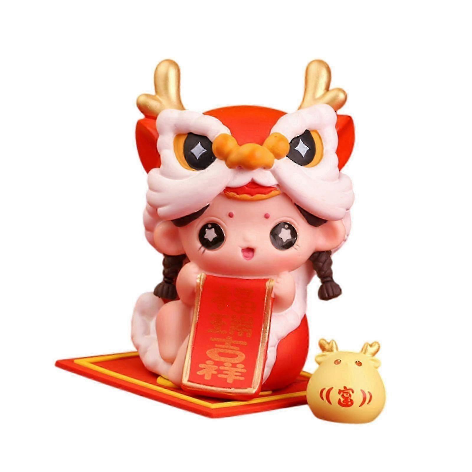 Chinese New Year Doll Figurine Car Dashboard Sculpture for Cabinet Bookshelf