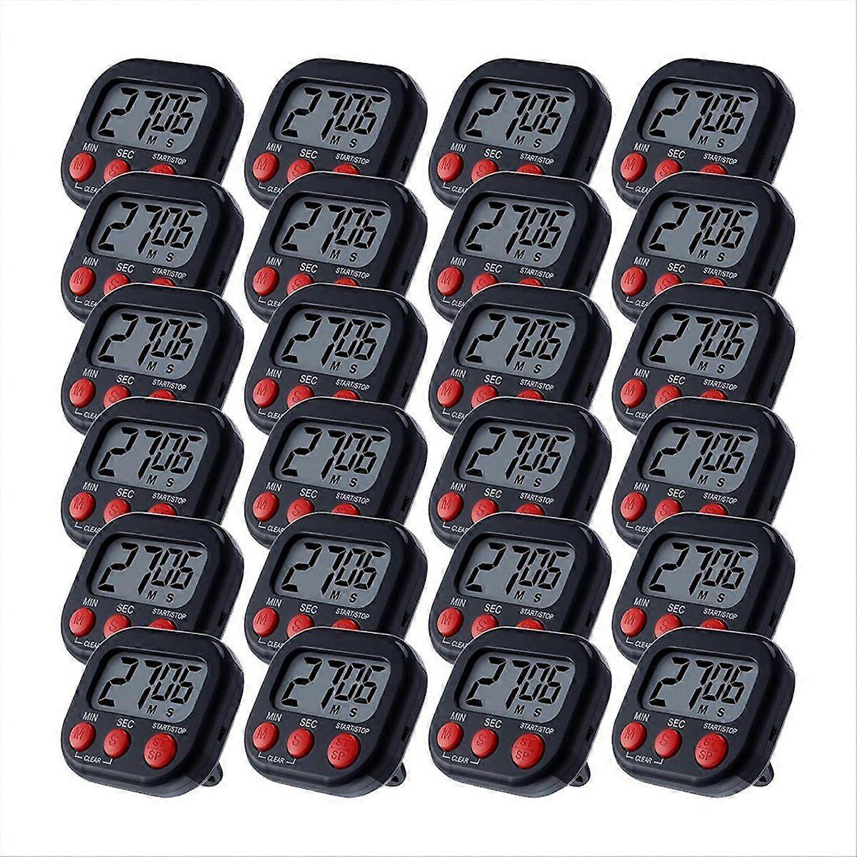24 Pcs Digital Kitchen Timer Magnetic Back Timer Bulk Large Screen Loud on/Off Switch Minute Second