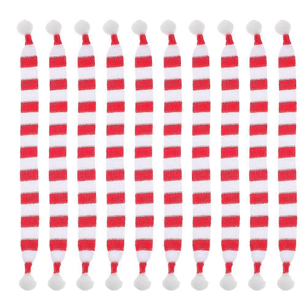 10pcs Mini Santa Scarf for Snowman and Bear Dolls for DIY Crafts and Holiday Decorations Tiny Knitted Scarf for Miniature Pets and Wine Bottle Covers 