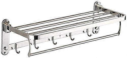 Towel Rails Folding Stainless Steel Towel Rack With Double Towel Shelf Wall Mounted Bathroom Organizer