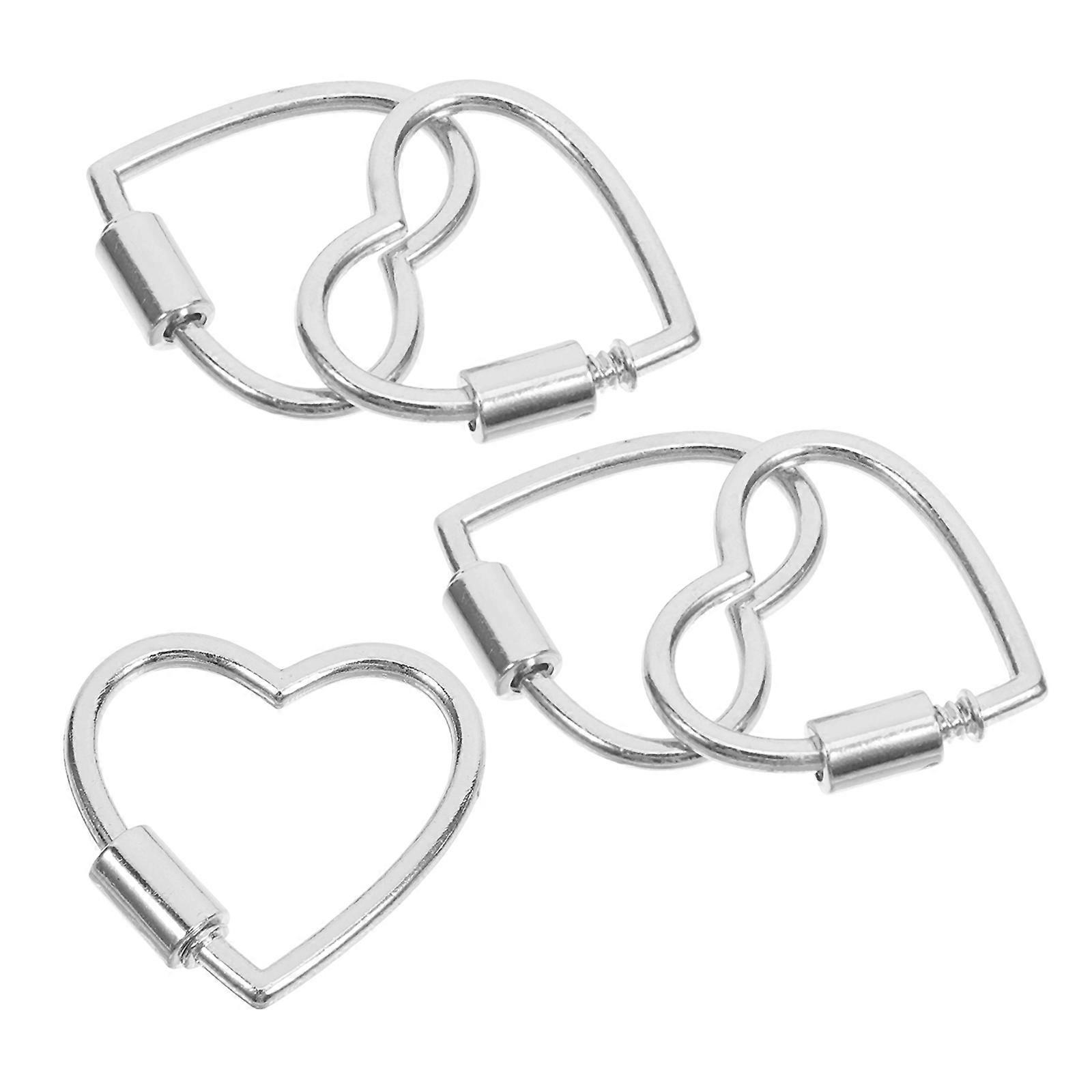 5Pcs Silver Screw Locking Heart Shaped Clasp Connector for Bracelets