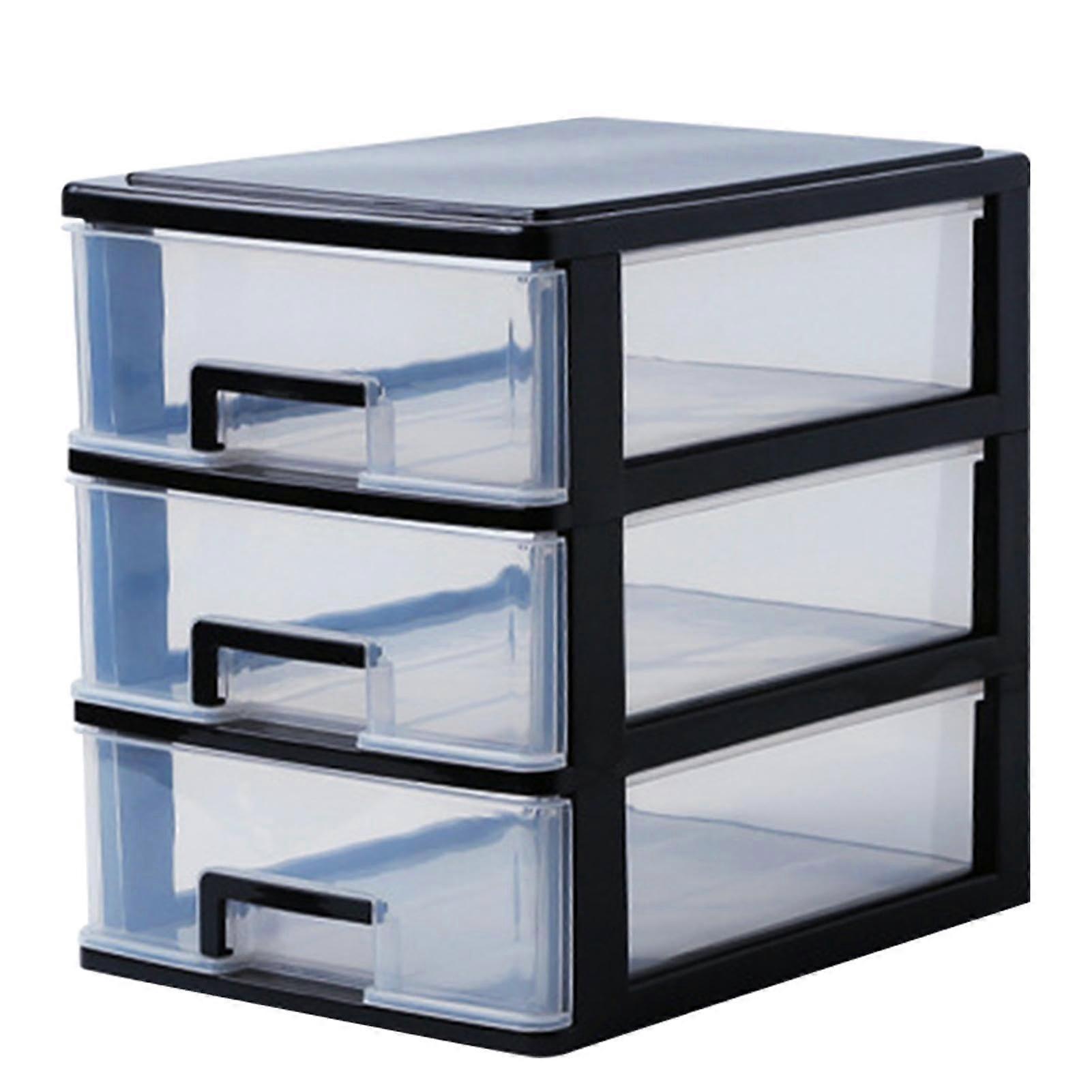 Desktop Cabinet Storage Box, 3-Layer Clear Waterproof Makeup Organizer, Dustproof Multi-Tier Storage Drawers for Countertop and Pantry