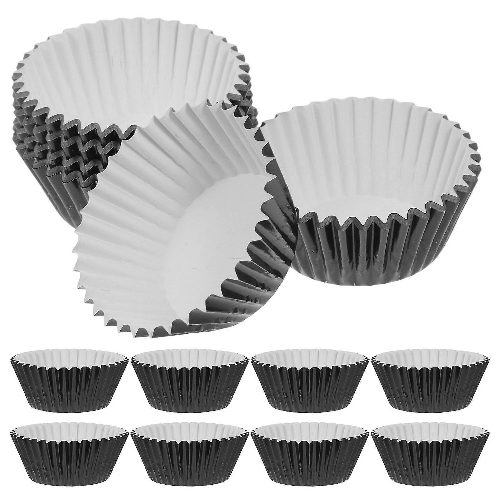 Pirottini di carta per muffin a forma di crostata all'uovo, 100 pezzi, pirottini in alluminio nero