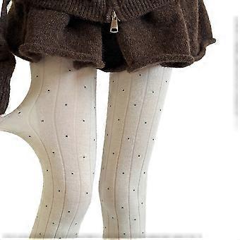 Thick Cotton Opaque Leggings Elastic Waist Dots Pattern Cold Weather Women Sweater Tights Ribbed Stretchy Pantyhose  dark gray O size fits all