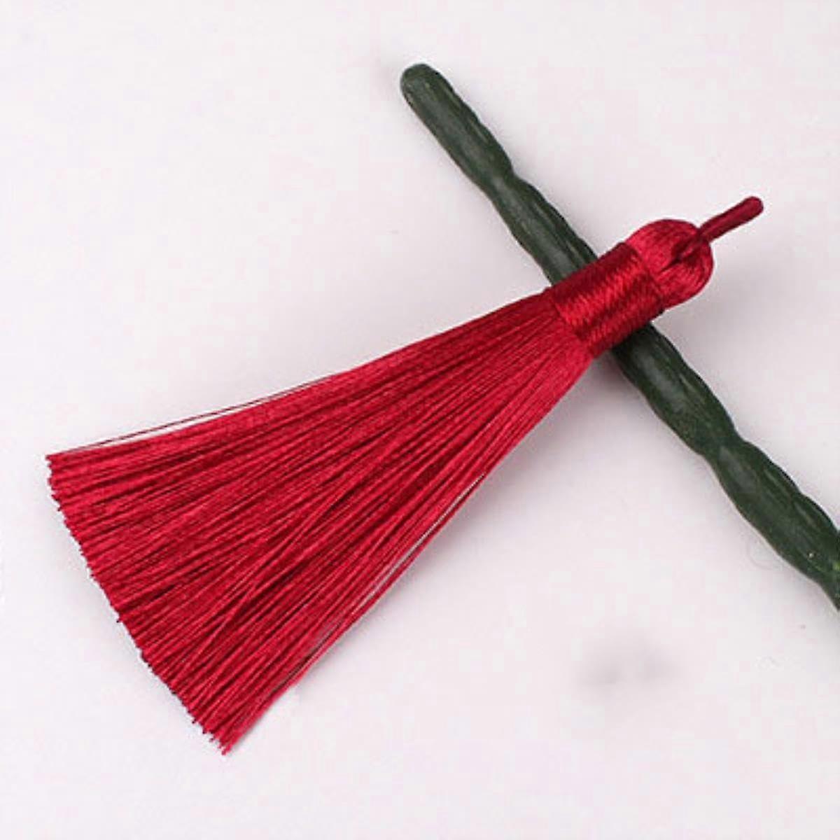 Wine Red Curtain Tassels Set of 2 with Hook Circle Silk Fringe for Home Window Decoration