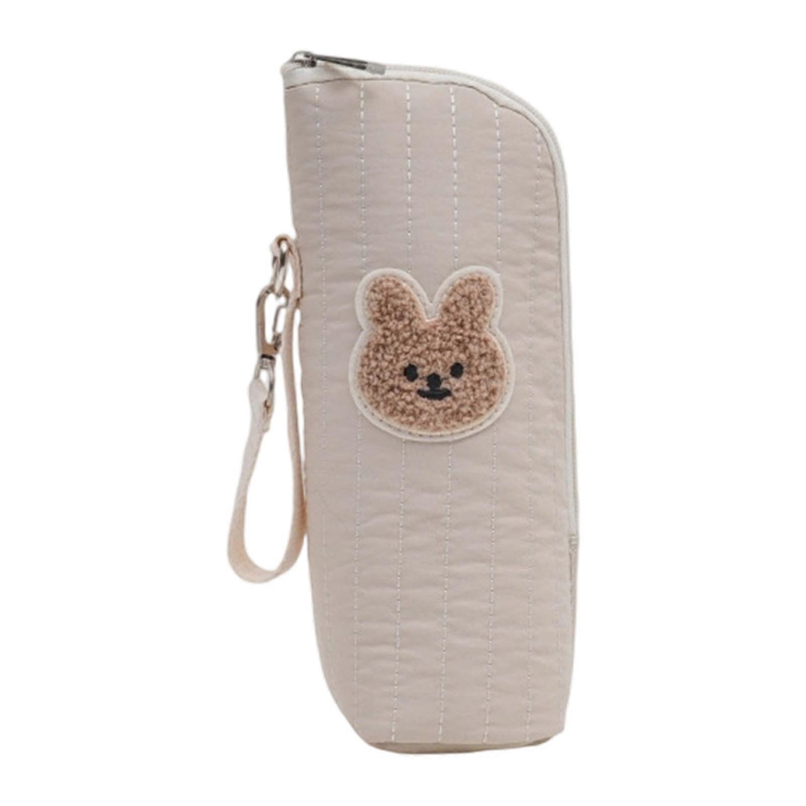 Baby Strollers Insulated Holder with Rabbit Pattern & Multi Functional Storage Pockets Thermal Infant Feeding Bag Gift  White