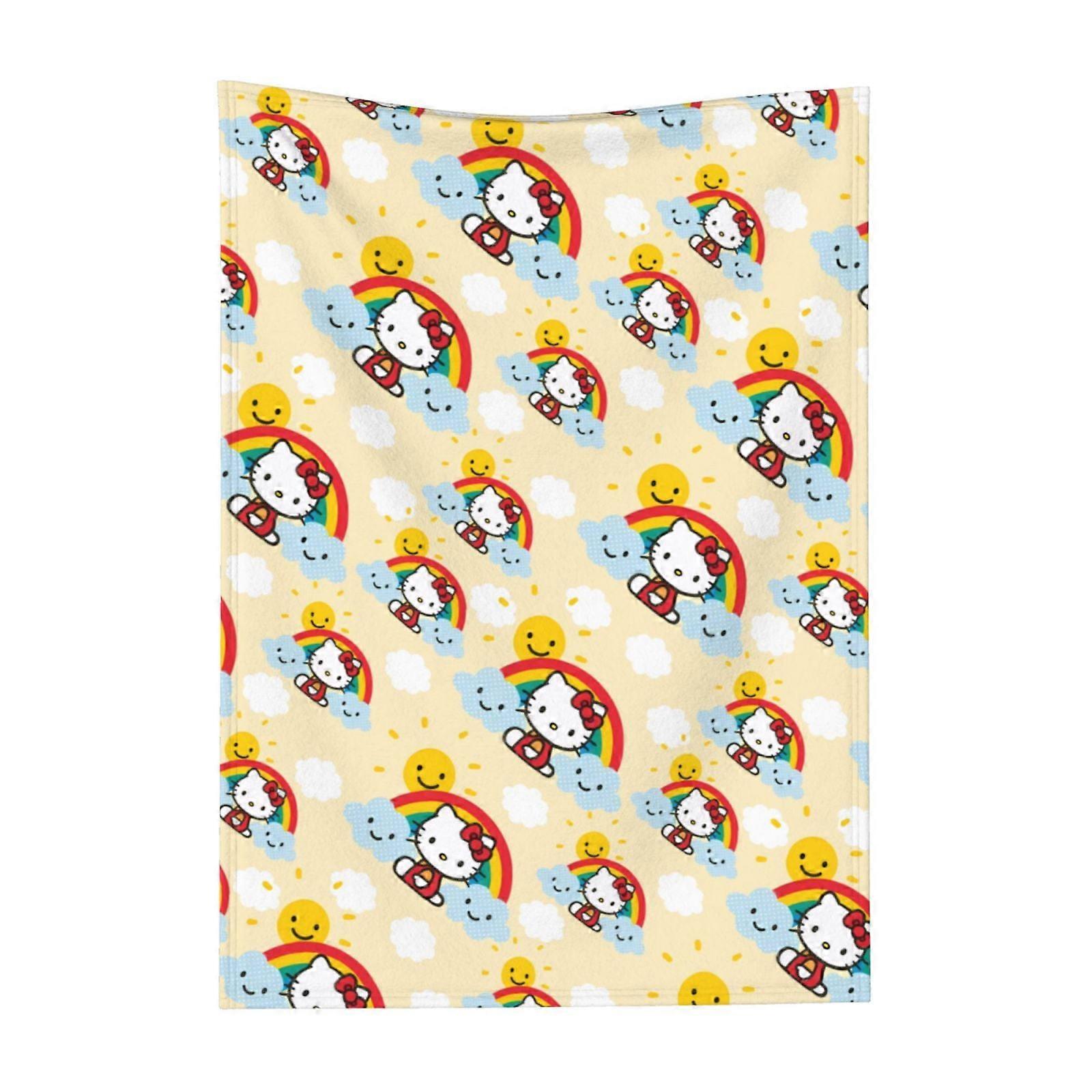 Hello Kitty Pattern Lightweight Soft Flannel Blanket Suitable for Cat Lovers Sofa Living Room Comfortable Plush Blanket 30x40in (Vertical)