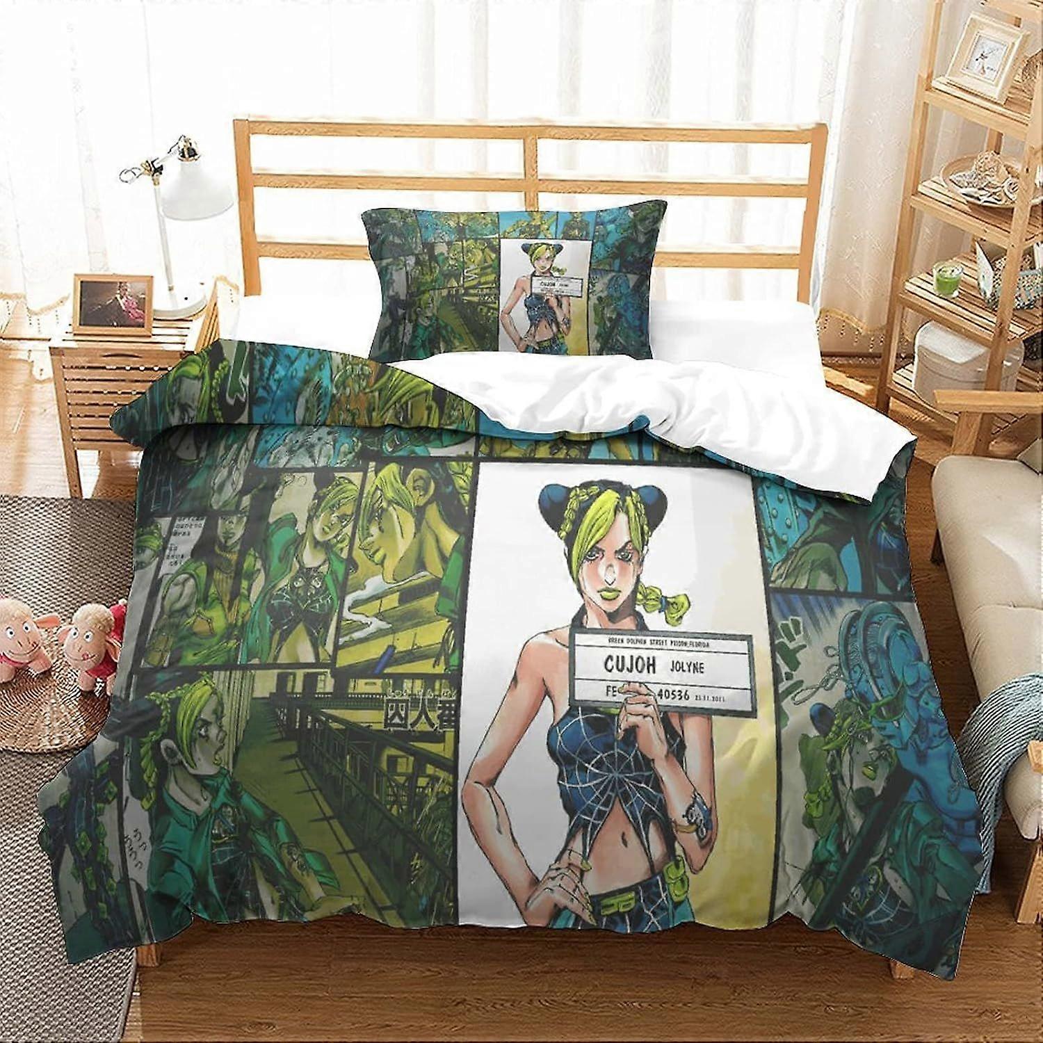 جوجو غريب مغامرة 3D طباعة مجموعة الفراش ، مجموعة غطاء لحاف للأطفال الأولاد ، شخصيات أنيمي ديكور غرفة للمراهقين الأولاد واحد