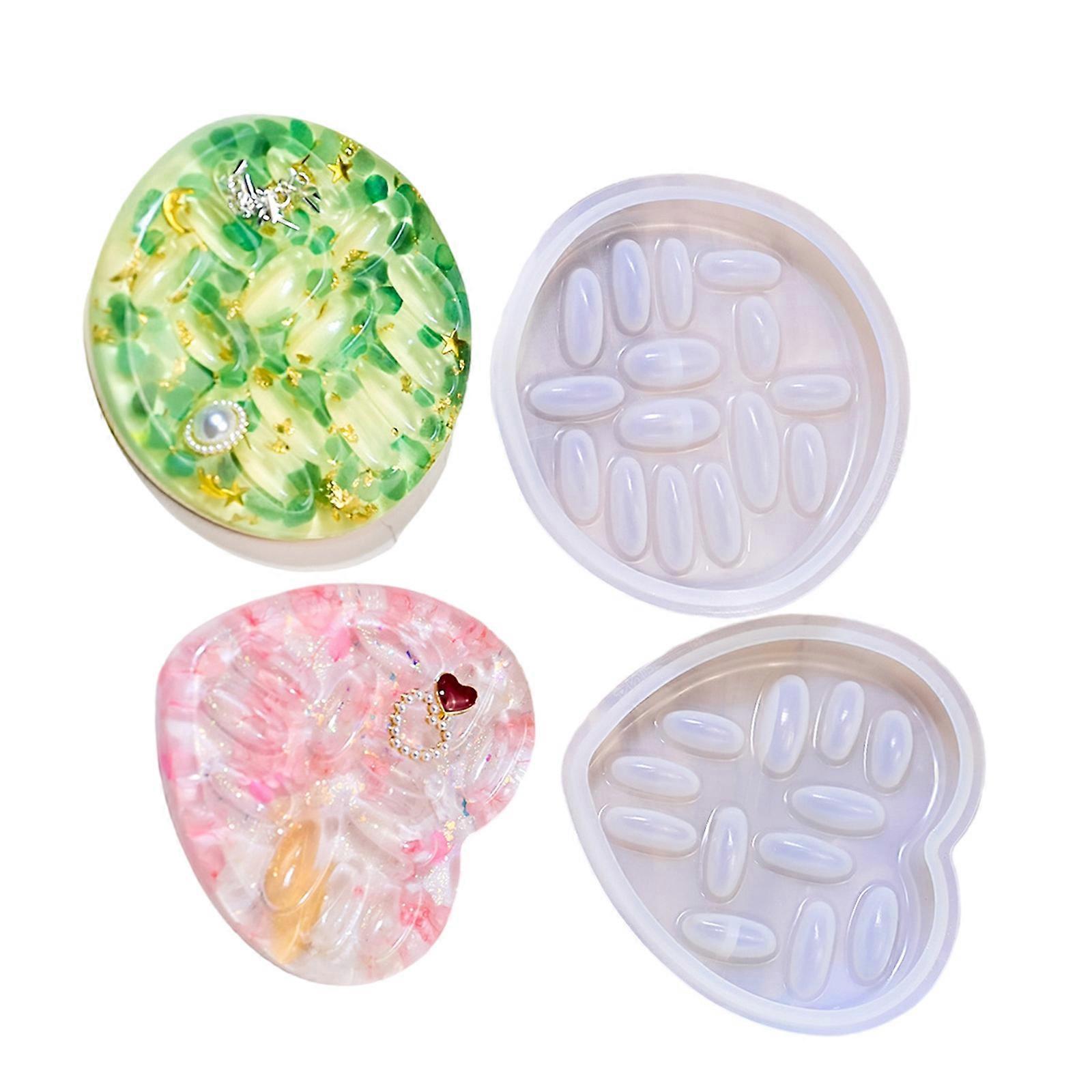 Set of 2pcs Reusable Silicone Casting Mold for Ring Holder Making 2 Sizes Crafting Tools Durability Heat Resistant Multicolor