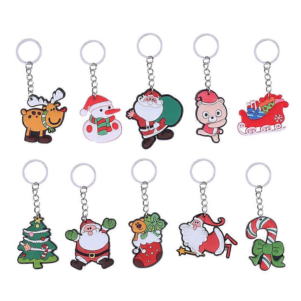 Christmas PVC Keychain Cartoon Keyring for Hanging Use 36Pcs Assorted Color