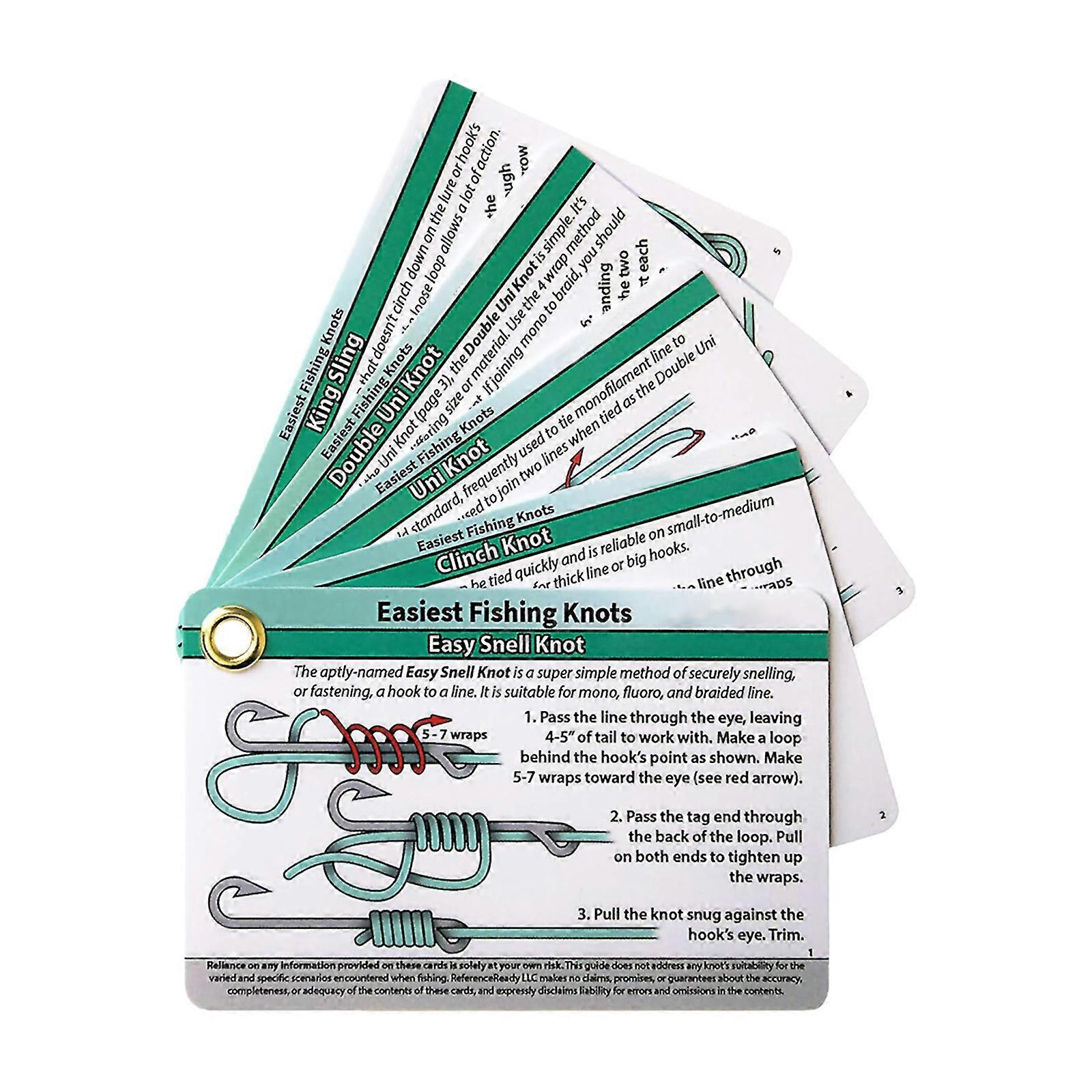 12pcs Waterproofed Anglers Knots Guide With 12 Easy Steps Durability Plastic Card Attachable Small Carabiner Multicolor