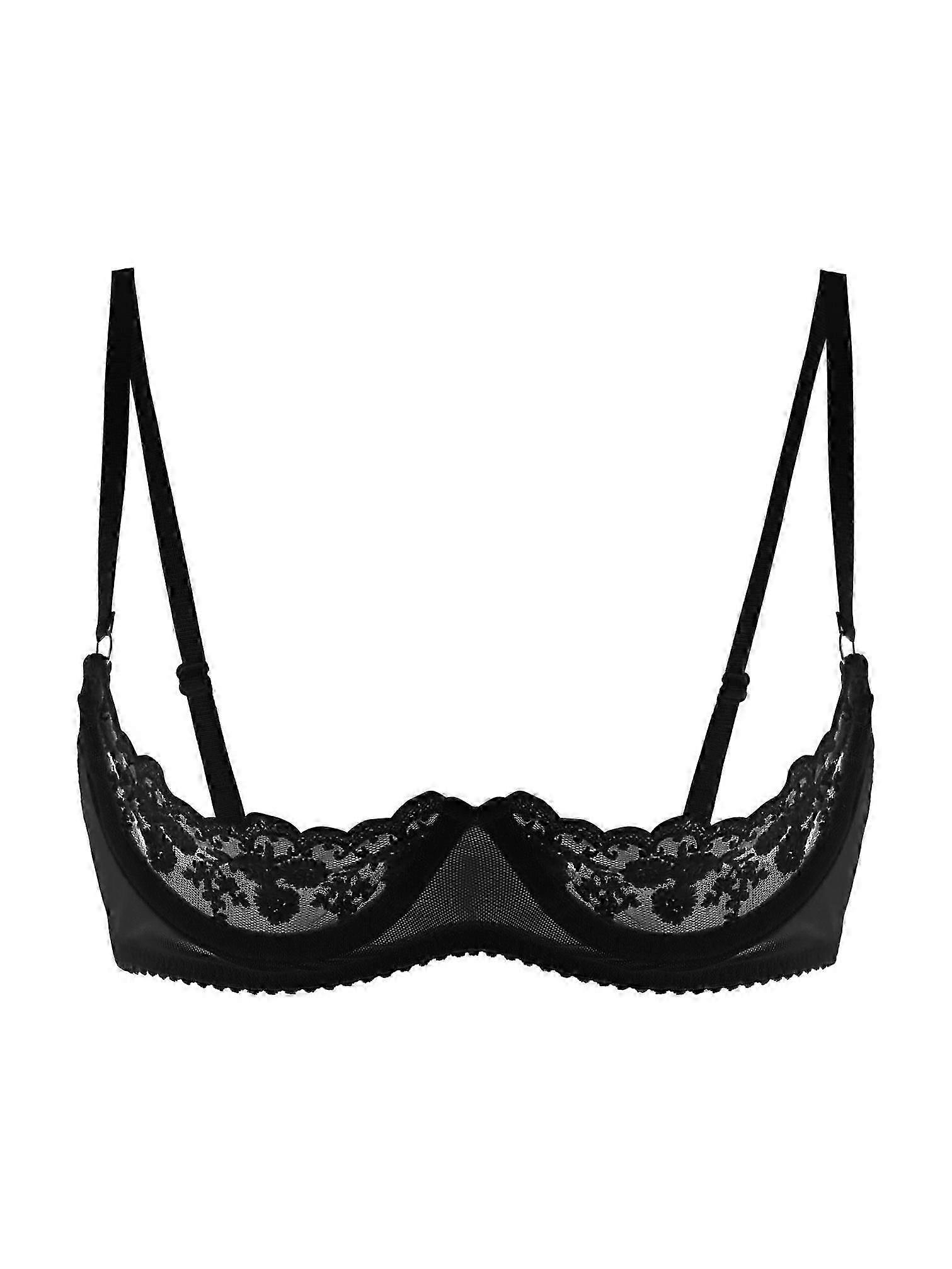 Women's Balconette Push Up Bra Lace Plus Size See Through Underwire