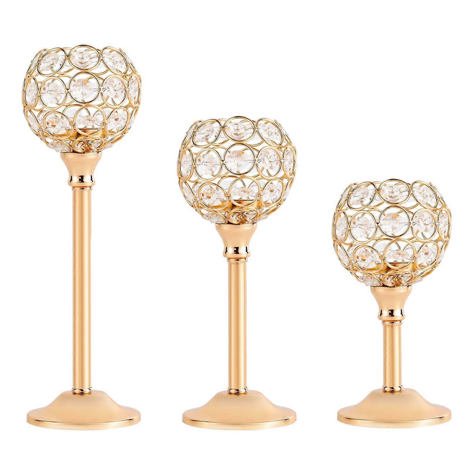 Crystal Candle Holders Set of 12 with Iron Frame and Crystal Beads for Wedding Table Centerpieces and Home Décor