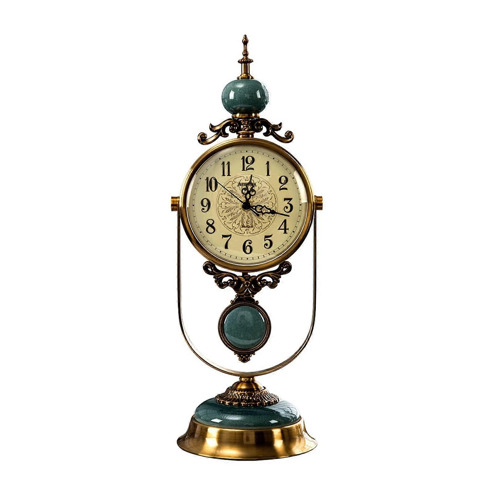 Vintage Quartz Mantel Clock Retro Swing Table Desk Clock for Living Room Home Decor