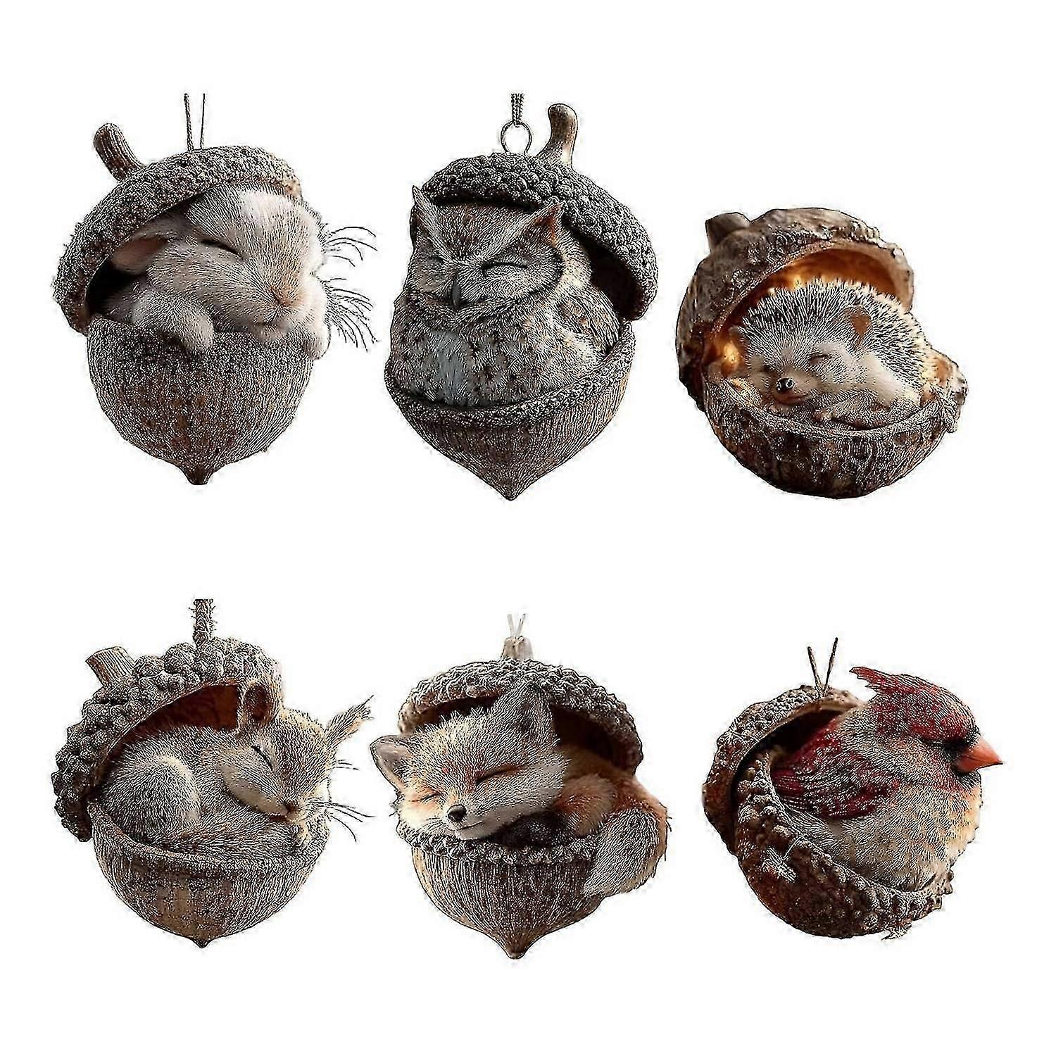 Skogsdjur Ekollonprydnader Mysiga skogsjulprydnader, Akryl Söta skogsdjur Jul